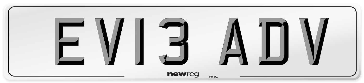 EV13 ADV Number Plate from New Reg